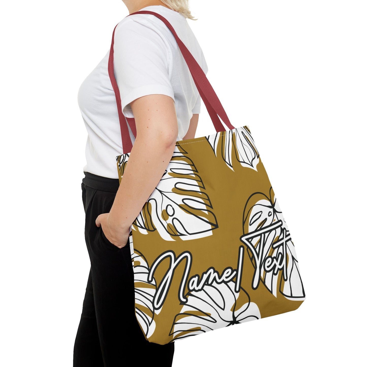 Customizable Monstera Leaf Canvas Tote Bag (Brown)