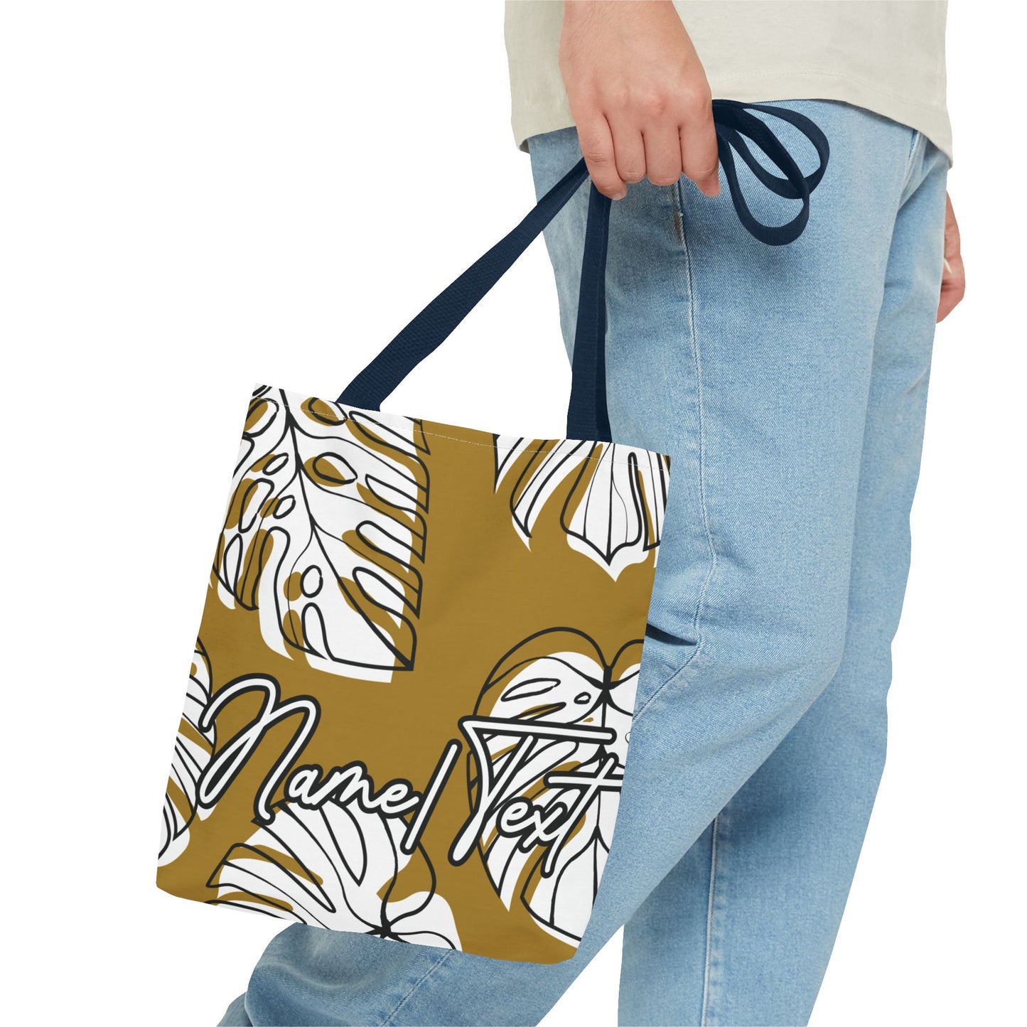 Customizable Monstera Leaf Canvas Tote Bag (Brown)