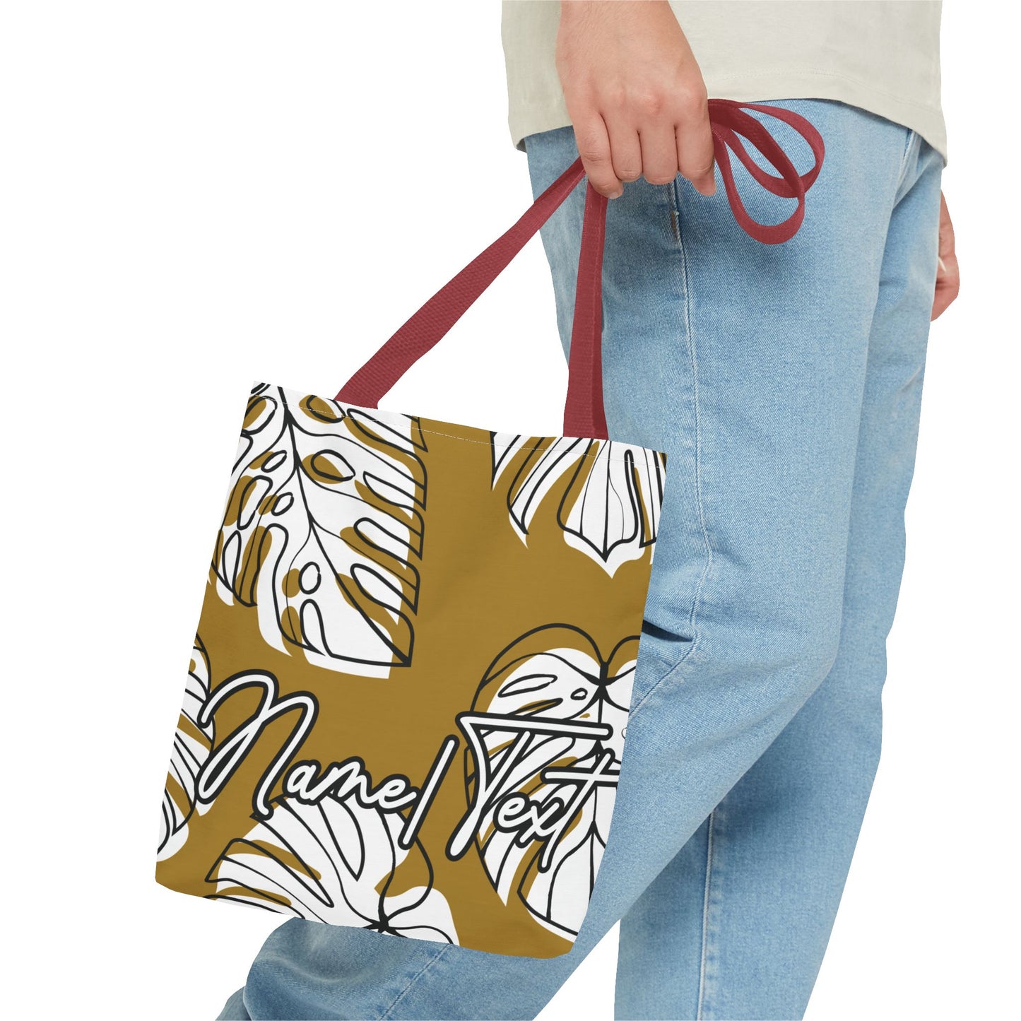 Customizable Monstera Leaf Canvas Tote Bag (Brown)