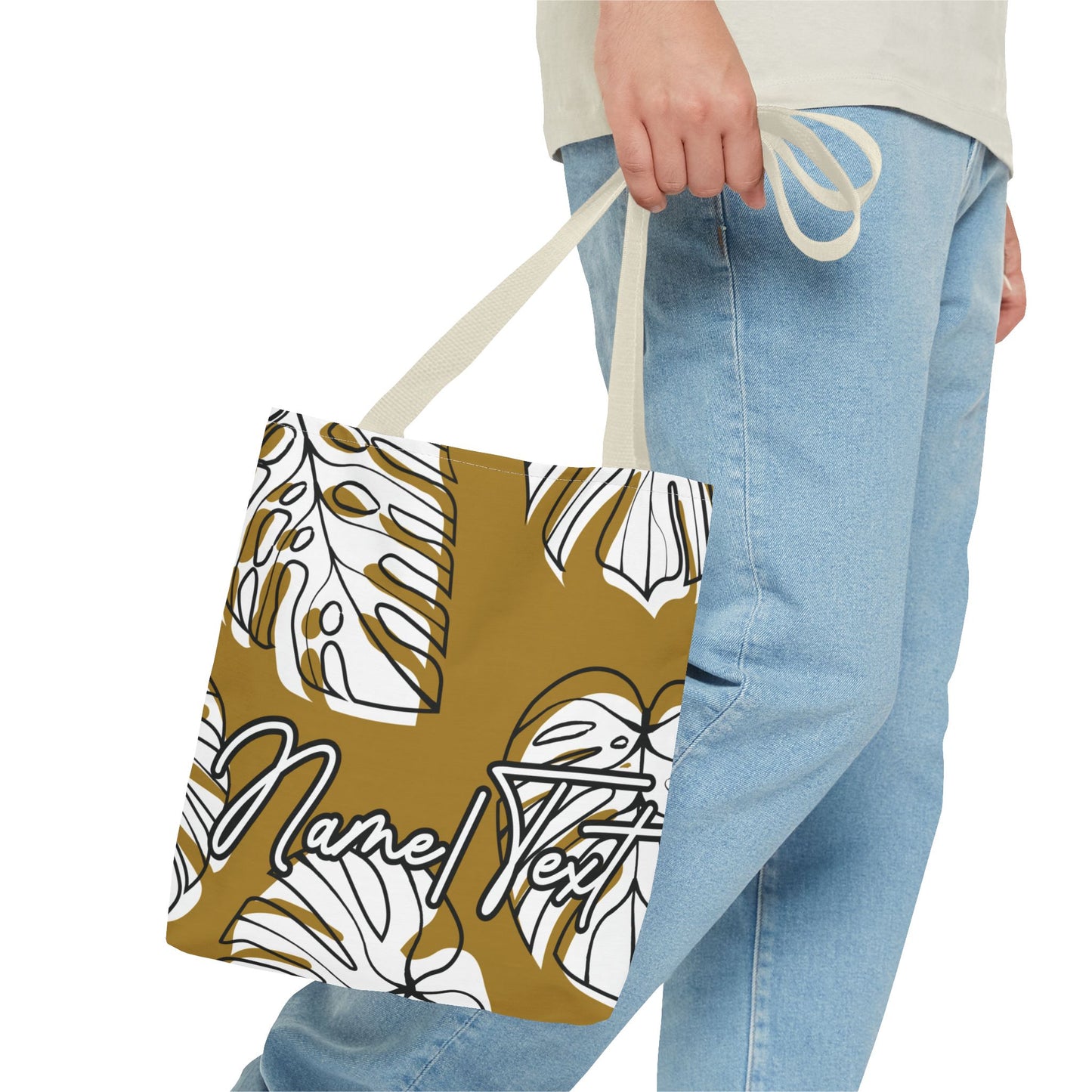 Customizable Monstera Leaf Canvas Tote Bag (Brown)