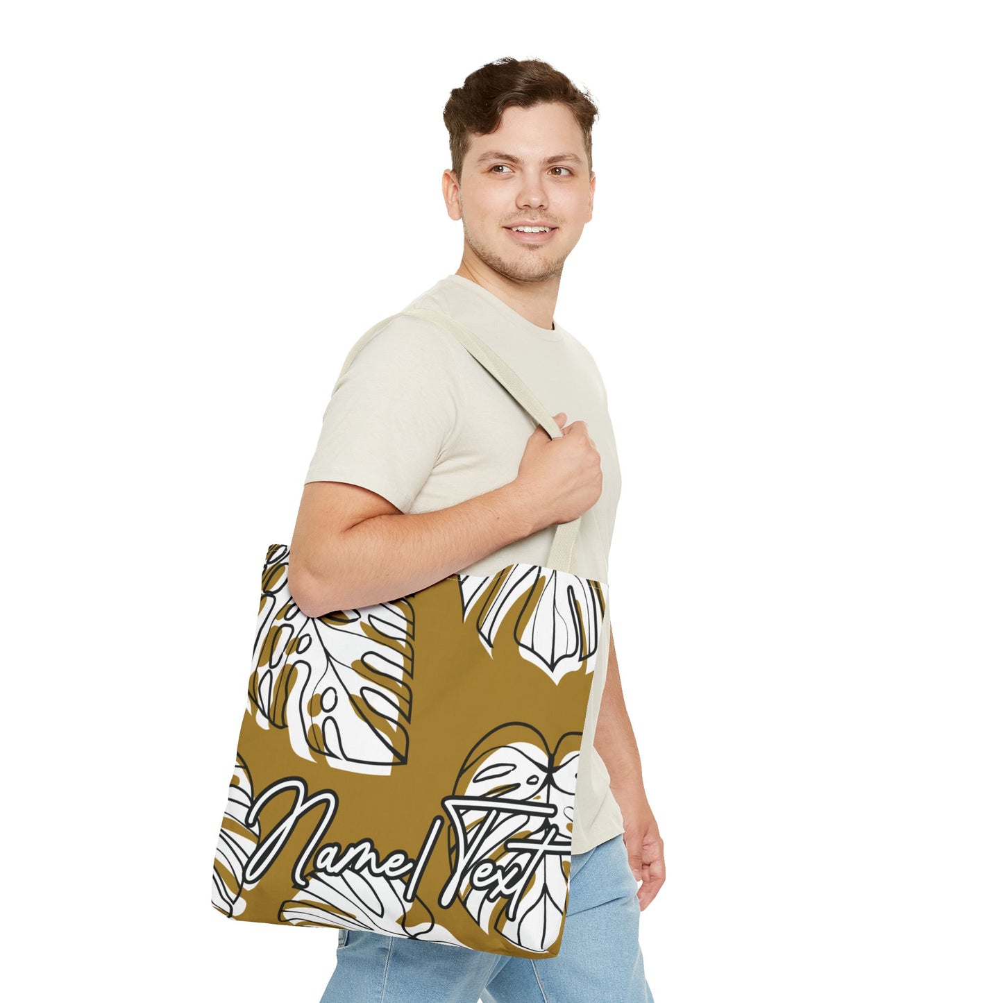 Customizable Monstera Leaf Canvas Tote Bag (Brown)