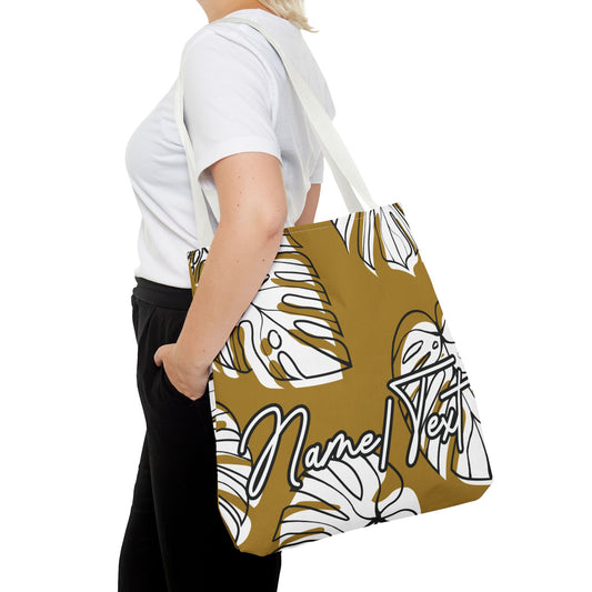 Customizable Monstera Leaf Canvas Tote Bag (Brown)