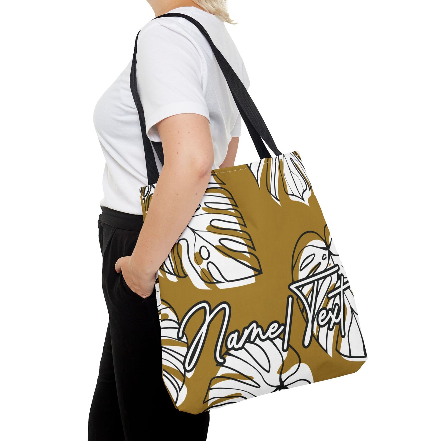 Customizable Monstera Leaf Canvas Tote Bag (Brown)