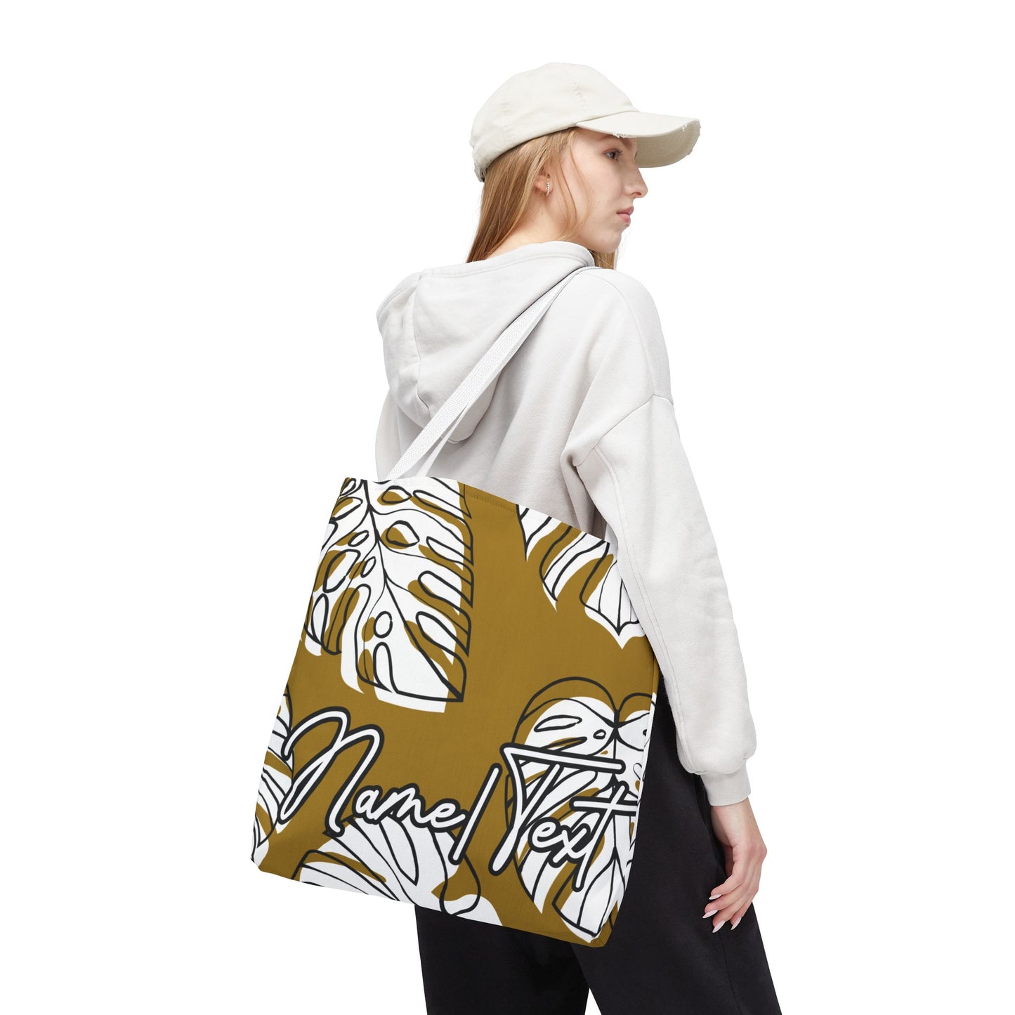 Customizable Monstera Leaf Canvas Tote Bag (Brown)