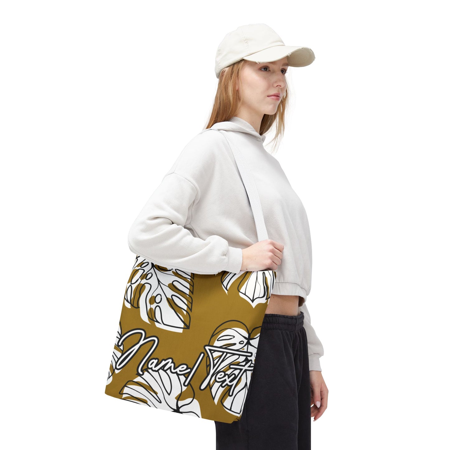 Customizable Monstera Leaf Canvas Tote Bag (Brown)