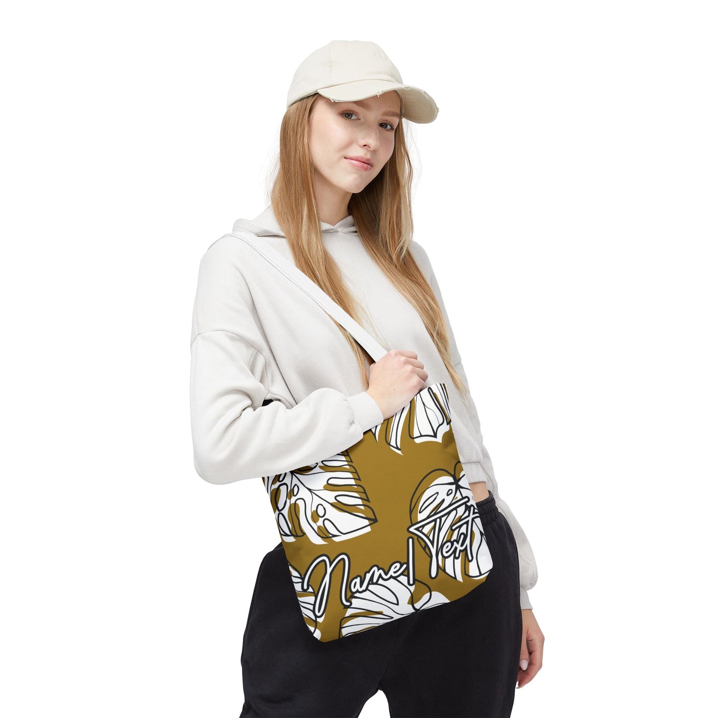 Customizable Monstera Leaf Canvas Tote Bag (Brown)