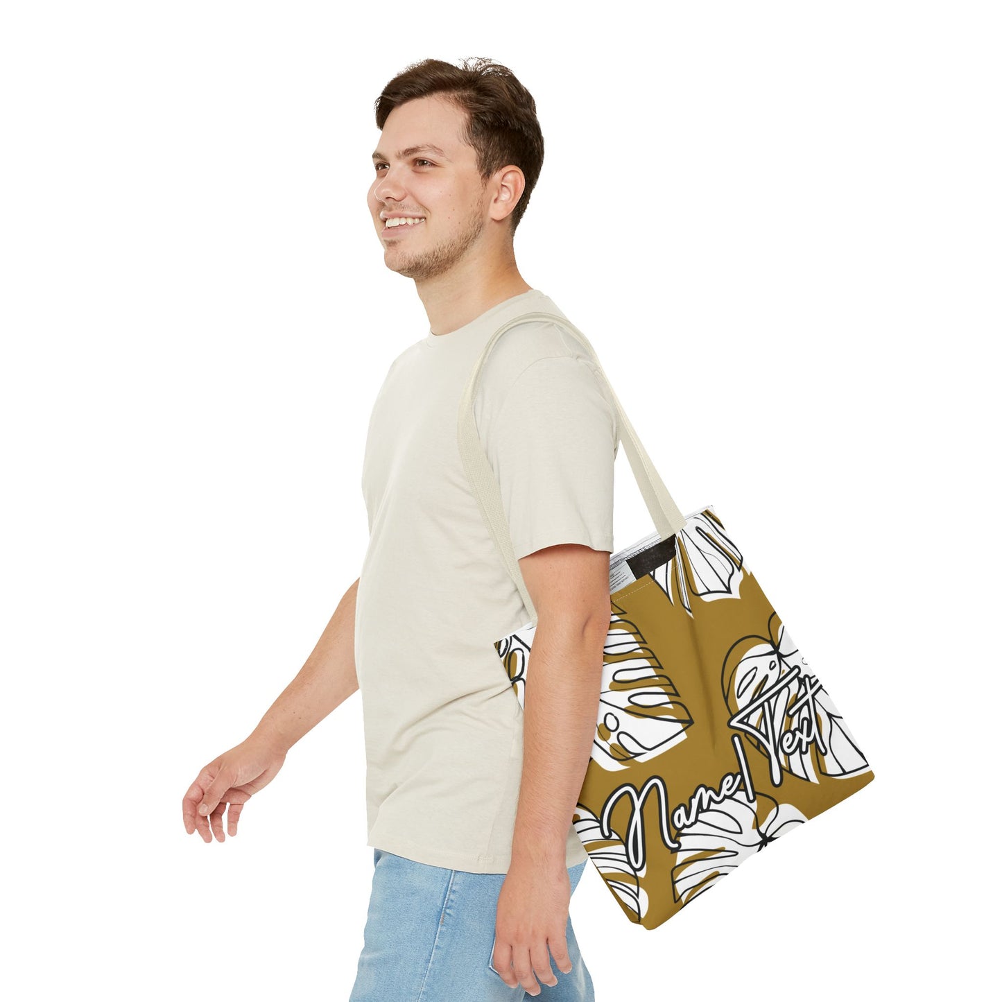 Customizable Monstera Leaf Canvas Tote Bag (Brown)