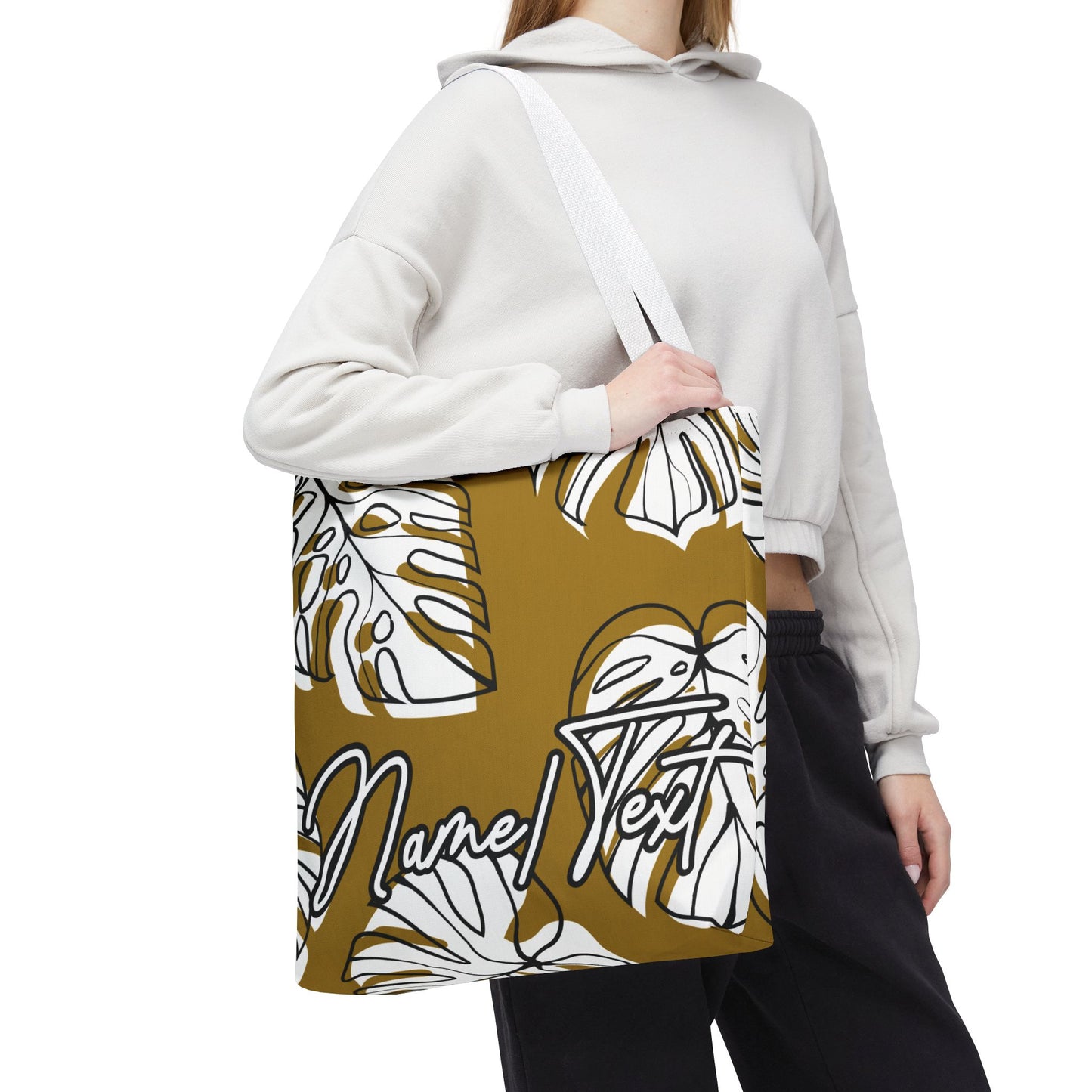 Customizable Monstera Leaf Canvas Tote Bag (Brown)