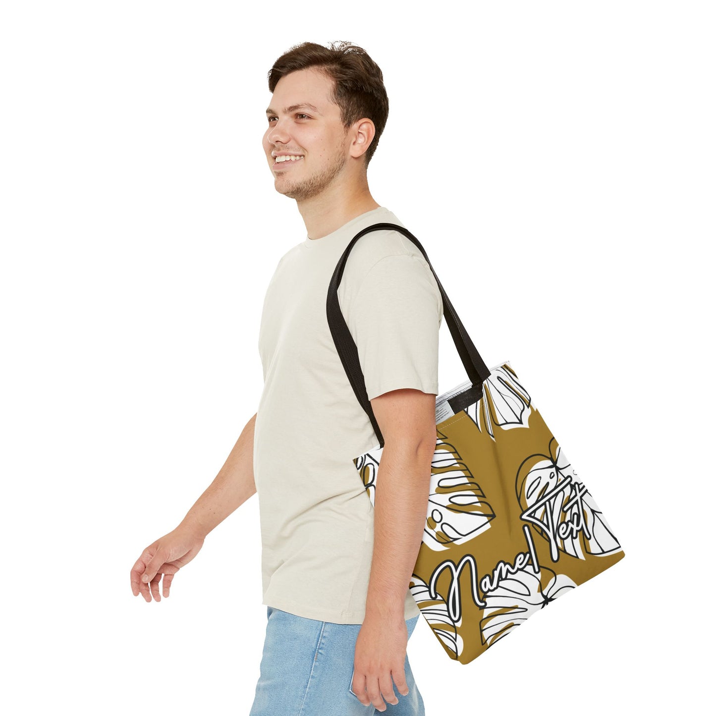 Customizable Monstera Leaf Canvas Tote Bag (Brown)