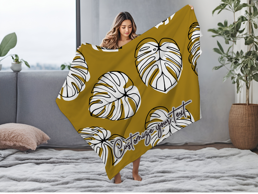 Customizable Monstera Leaf Blanket (Brown)