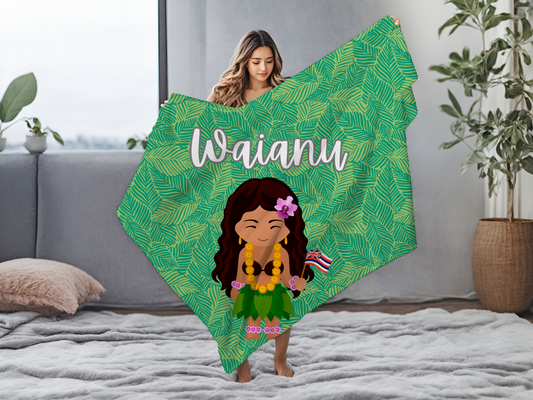 Hawaiian Hula Spirit Personalized Blanket  (Baby or Large size)