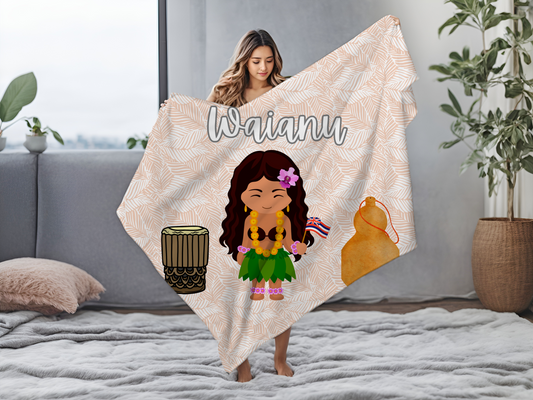 Hawaiian Hula Spirit Personalized Blanket  (Baby or Large size)