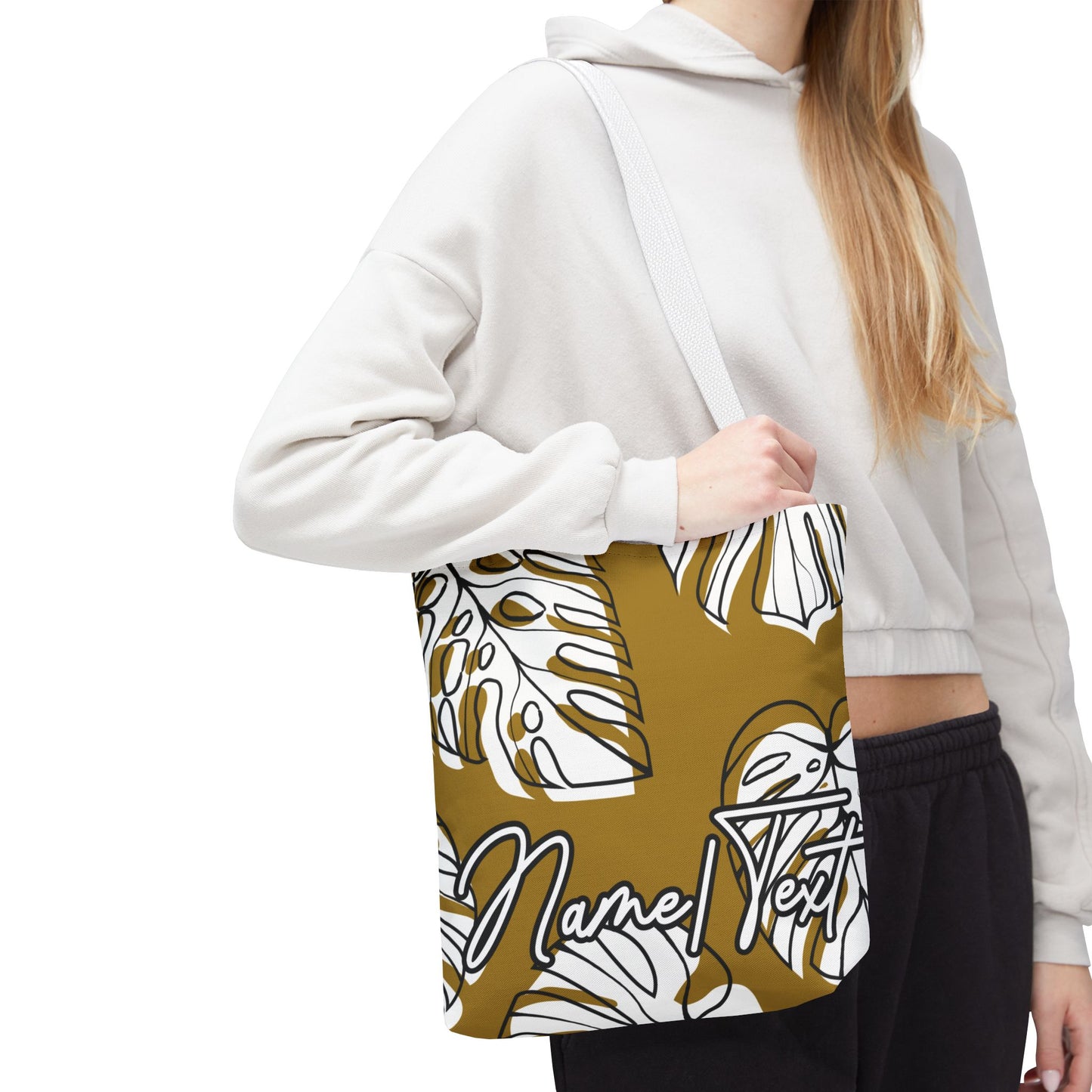 Customizable Monstera Leaf Canvas Tote Bag (Brown)