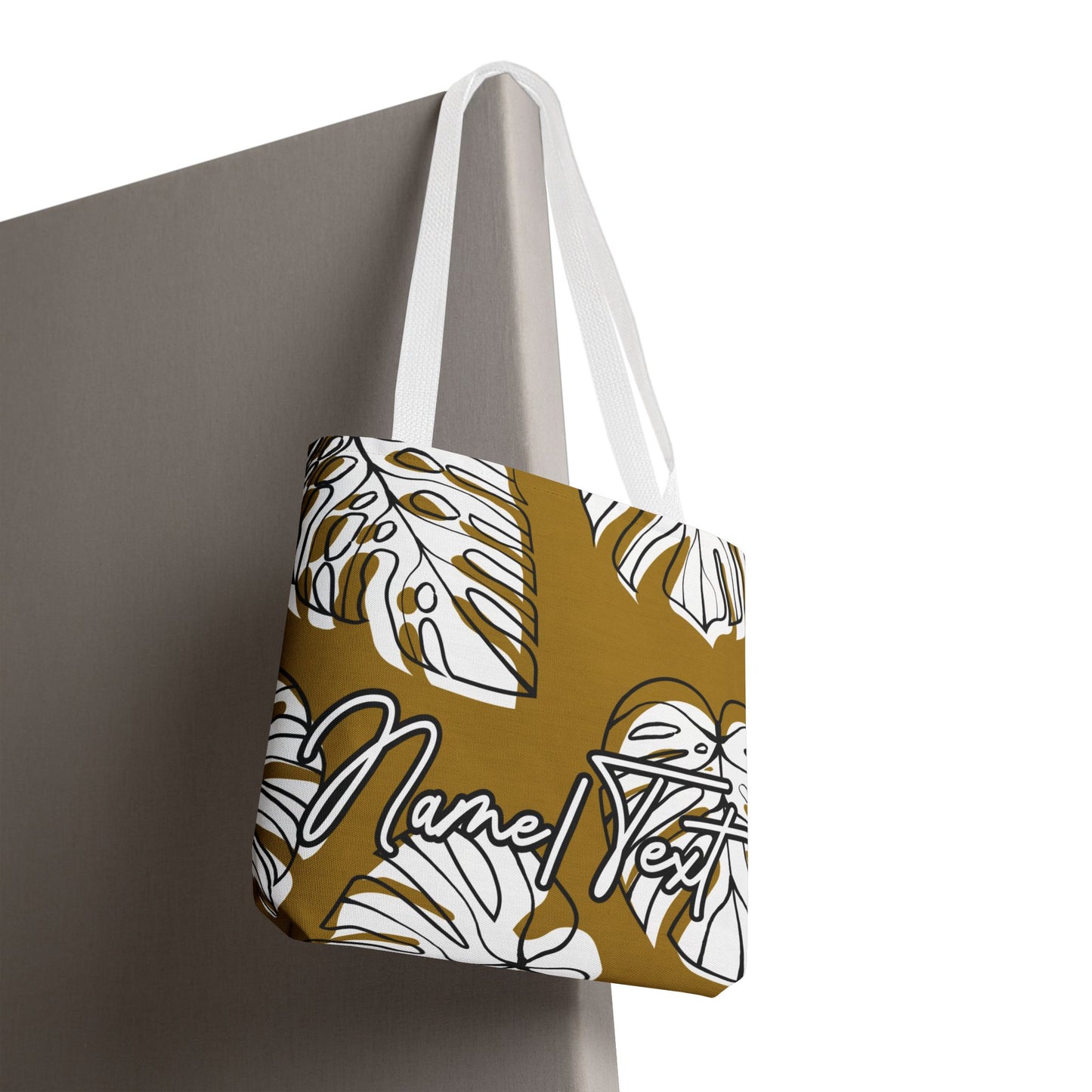 Customizable Monstera Leaf Canvas Tote Bag (Brown)