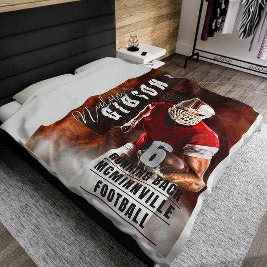 Custom Football Player Blanket: Personalized Plush Comfort