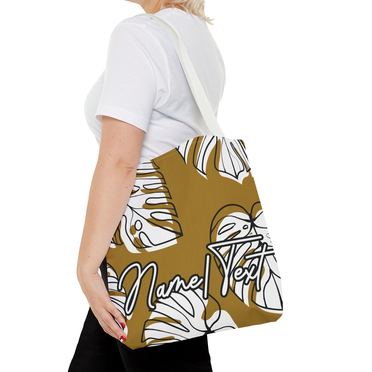 Customizable Monstera Leaf Canvas Tote Bag (Brown)