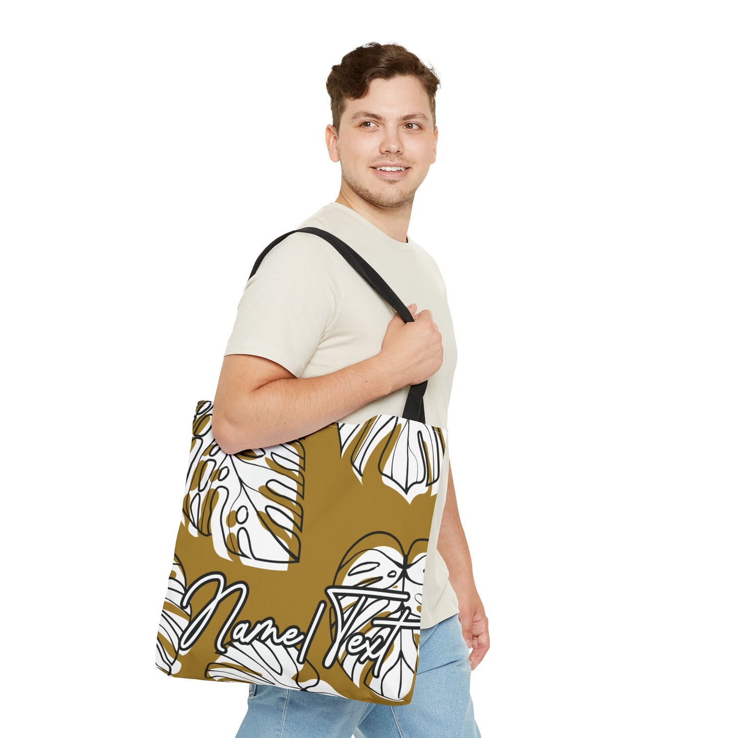 Customizable Monstera Leaf Canvas Tote Bag (Brown)