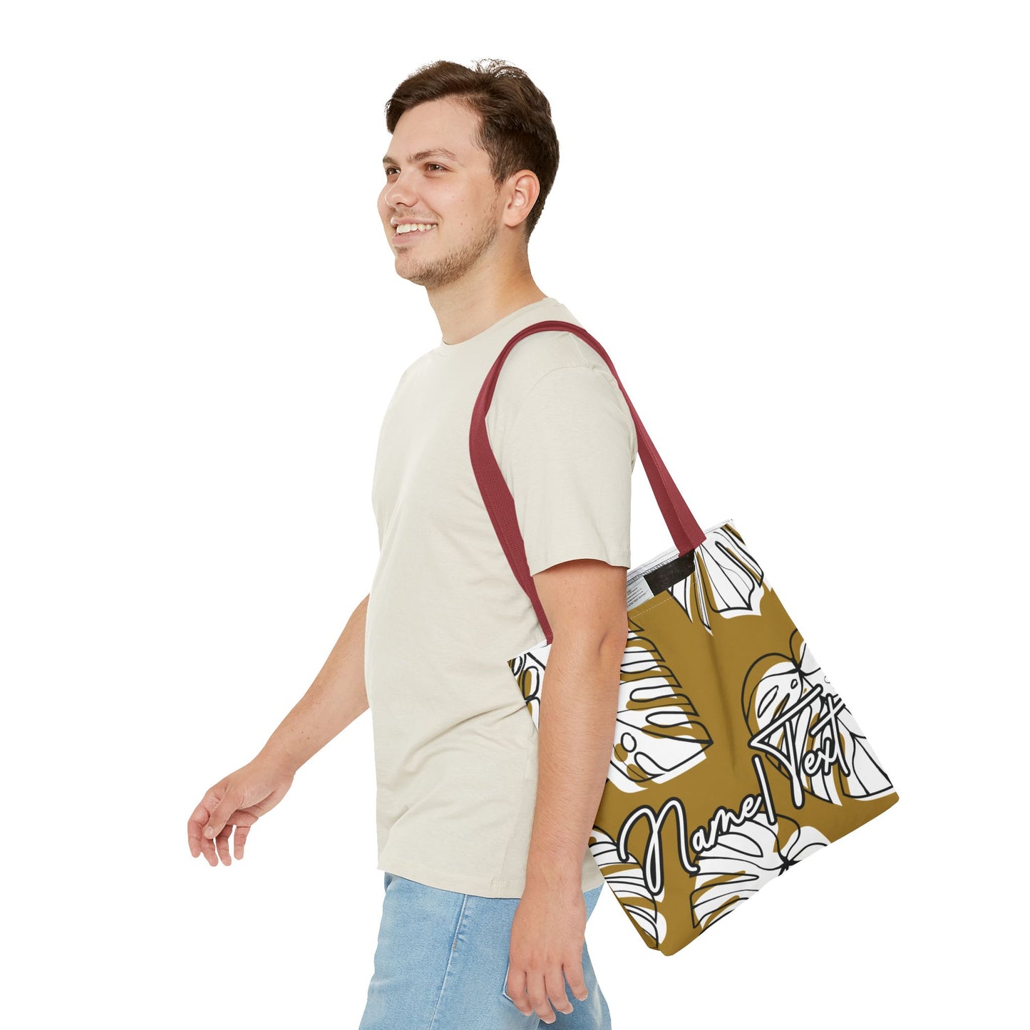 Customizable Monstera Leaf Canvas Tote Bag (Brown)