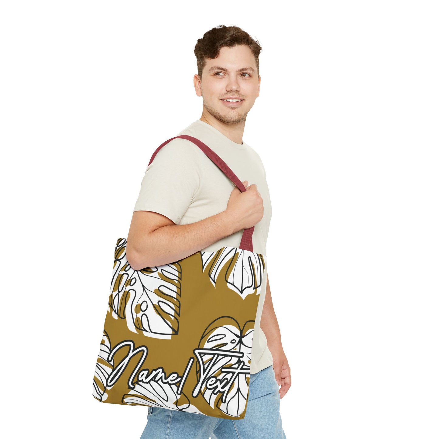 Customizable Monstera Leaf Canvas Tote Bag (Brown)